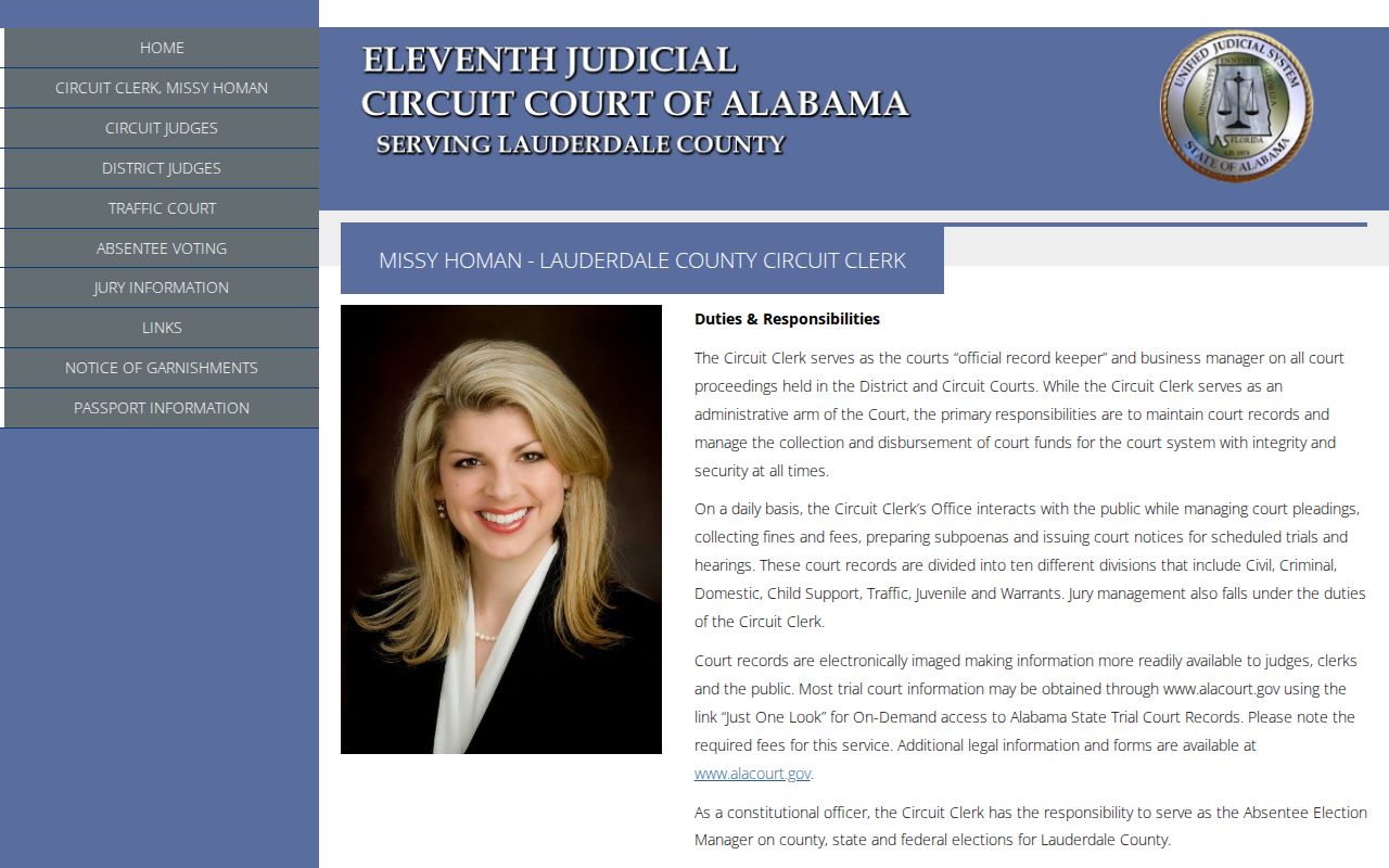 Lauderdale County court docket clerk record keeper