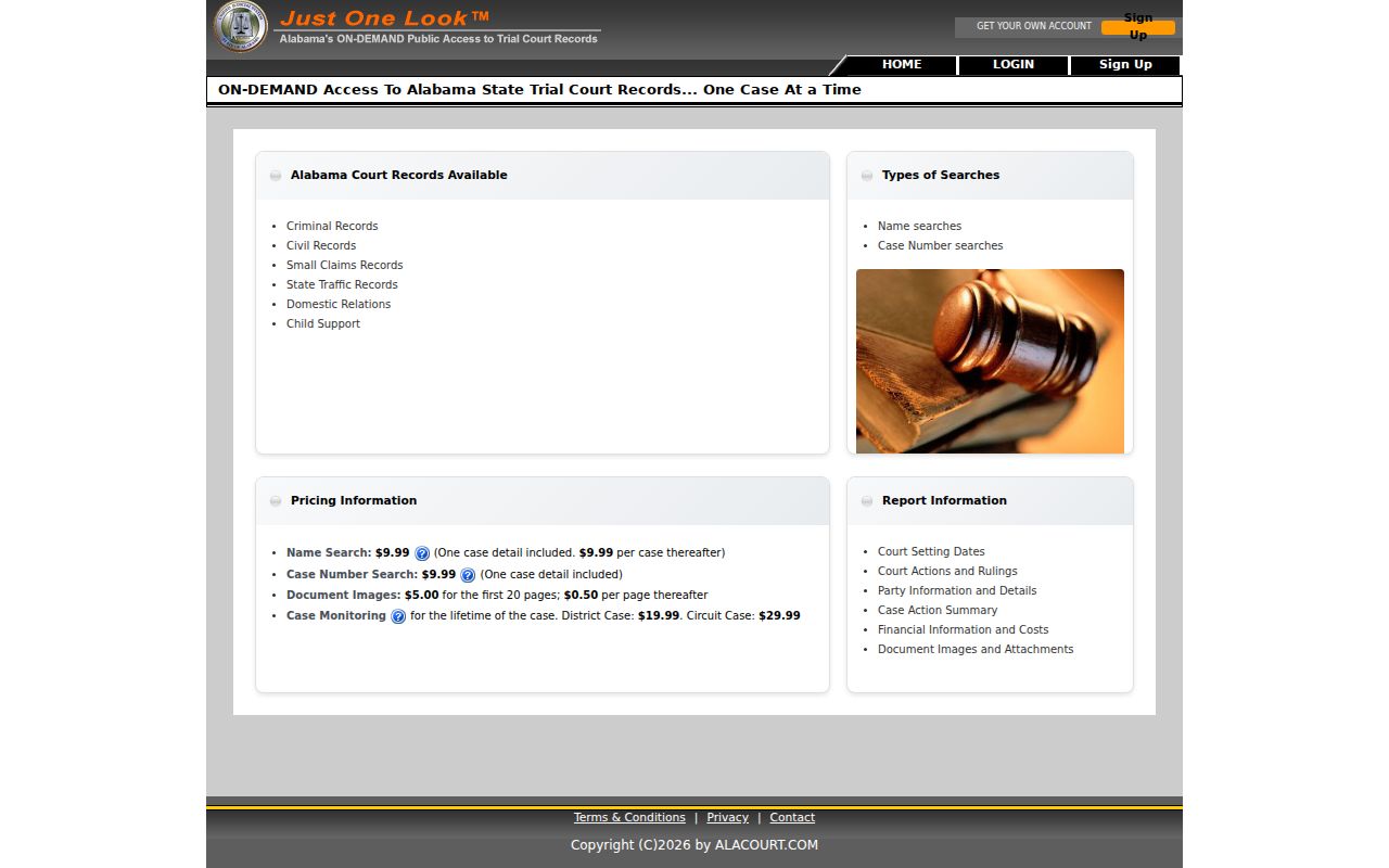 Official Just One Look page for a Lauderdale County case lookup
