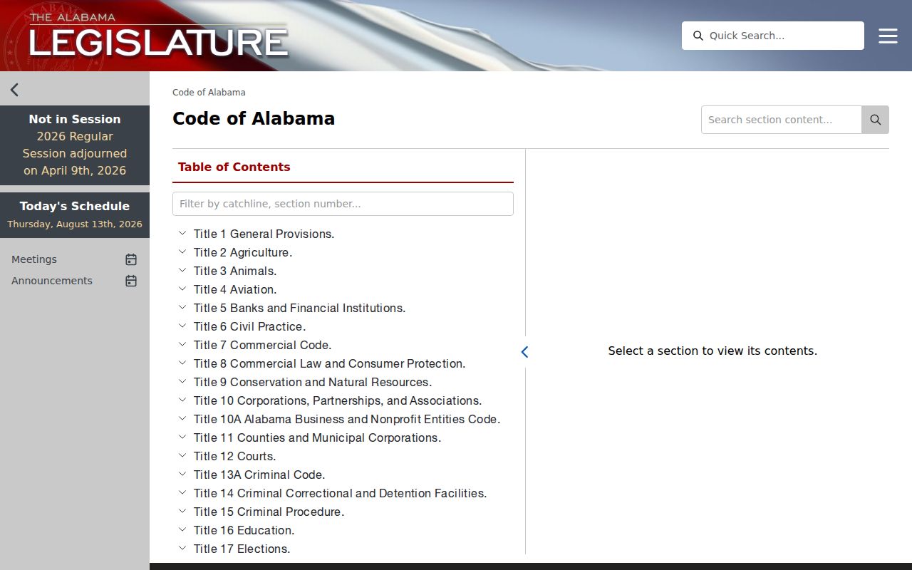 Code of Alabama source for Lauderdale County court record access