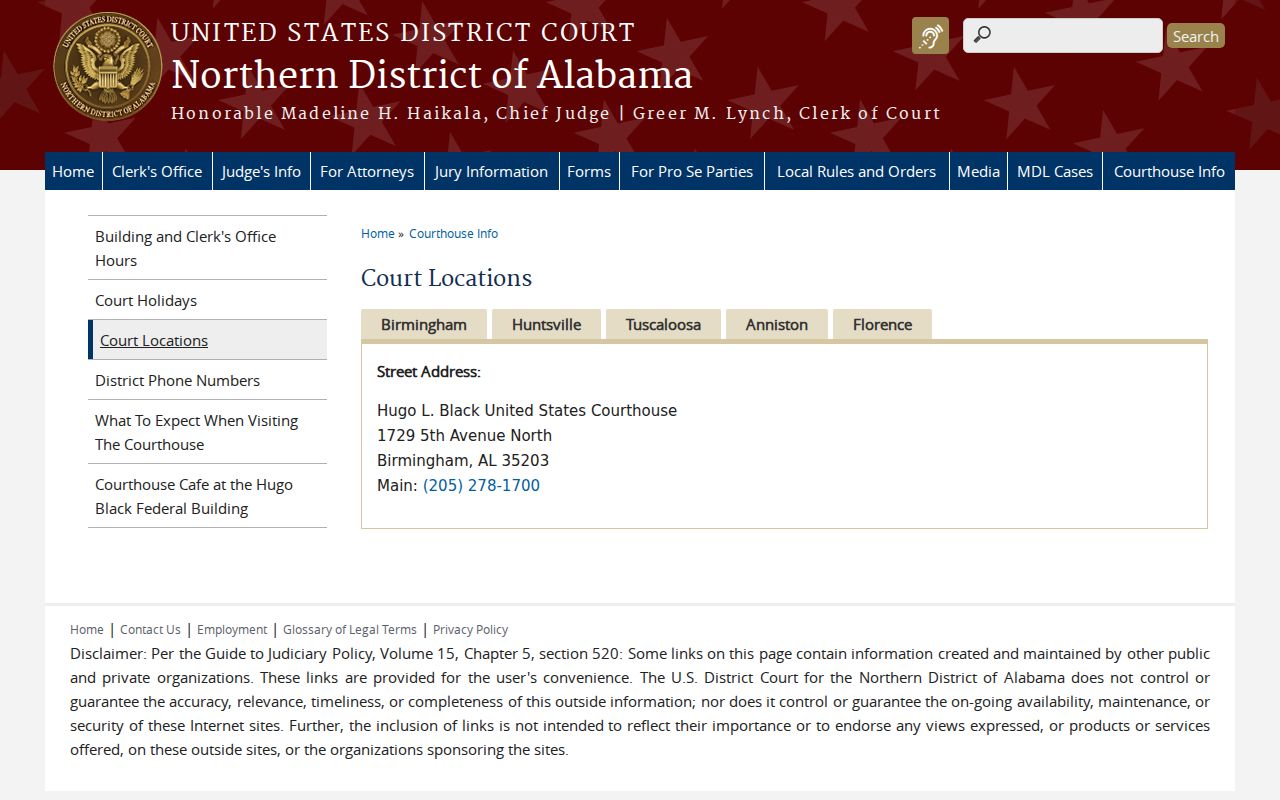 Florence federal courthouse for Lauderdale County court records