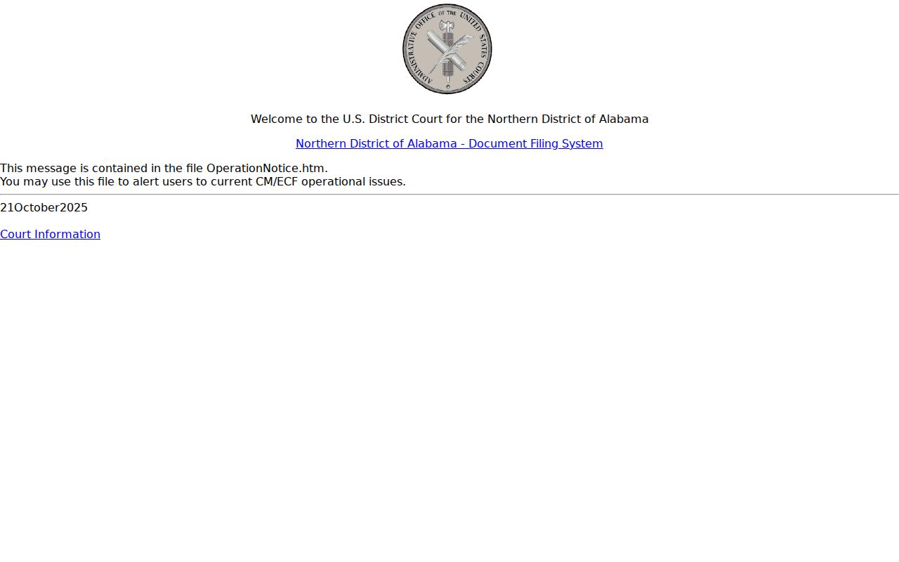 Northern District CM ECF Lauderdale County federal court records