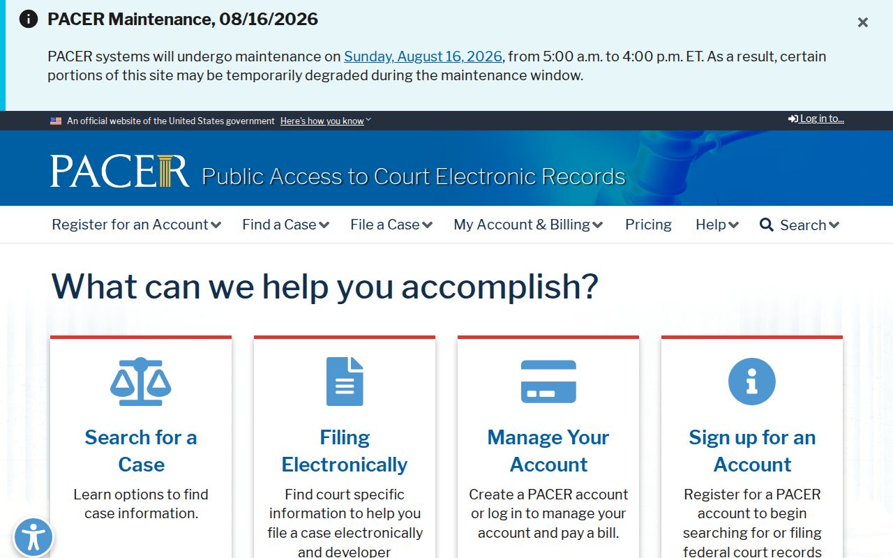 PACER registration for Lauderdale County federal court records