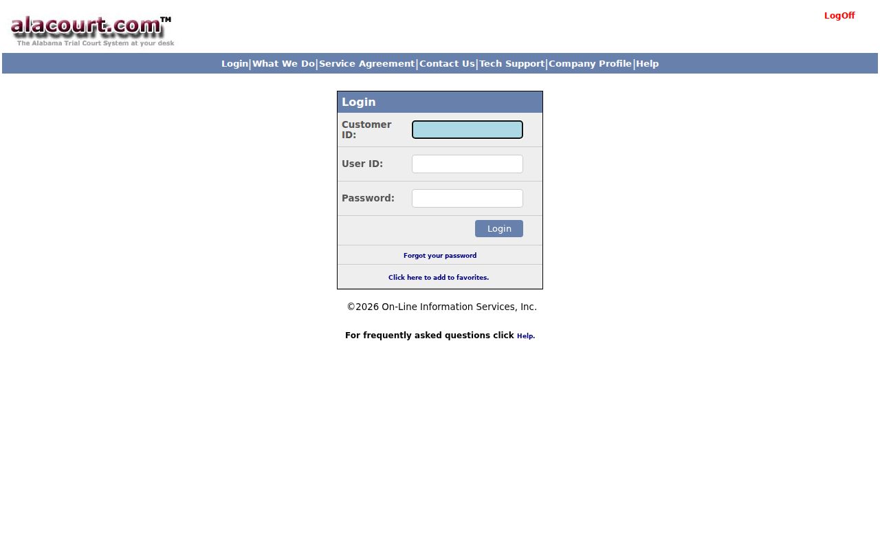 Alacourt.com login for Lauderdale County case lookup access
