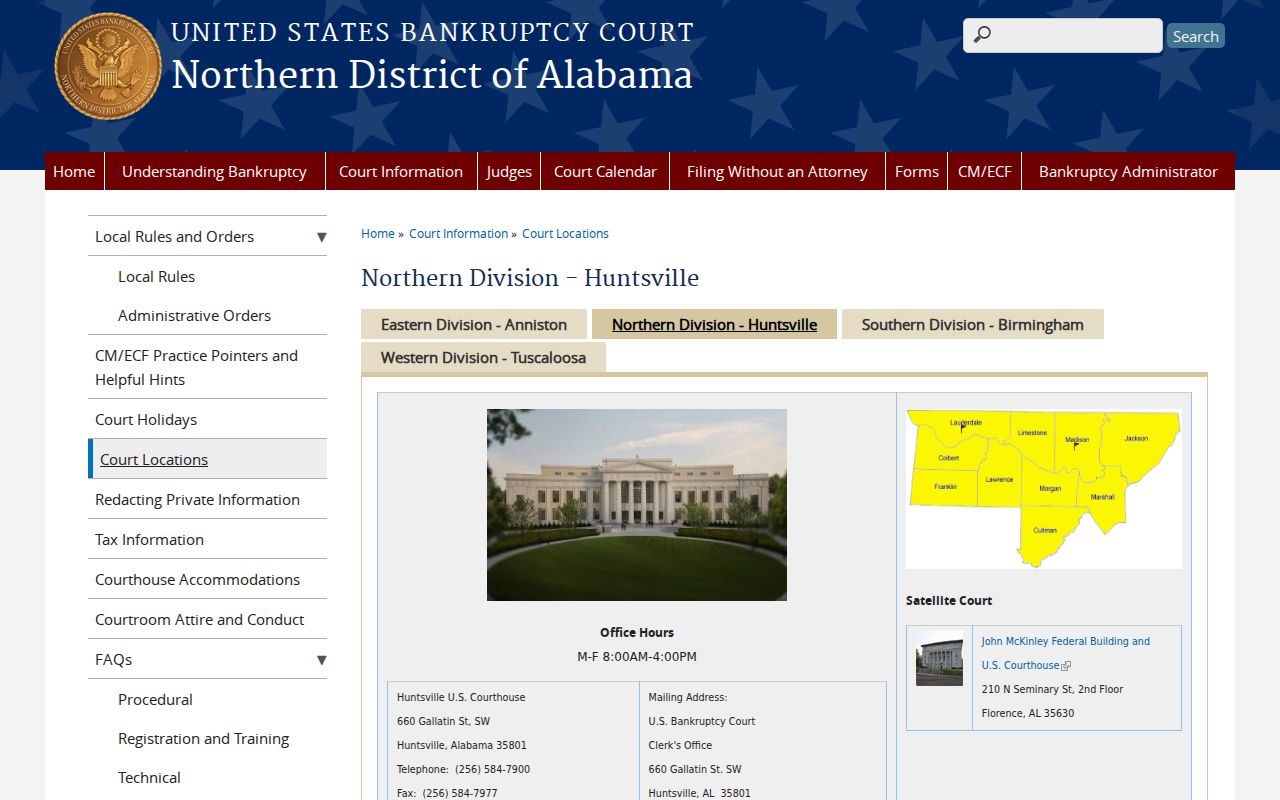 Florence bankruptcy location for Lauderdale County court records