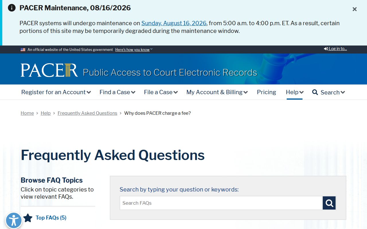 PACER fee details for Lauderdale County federal court records